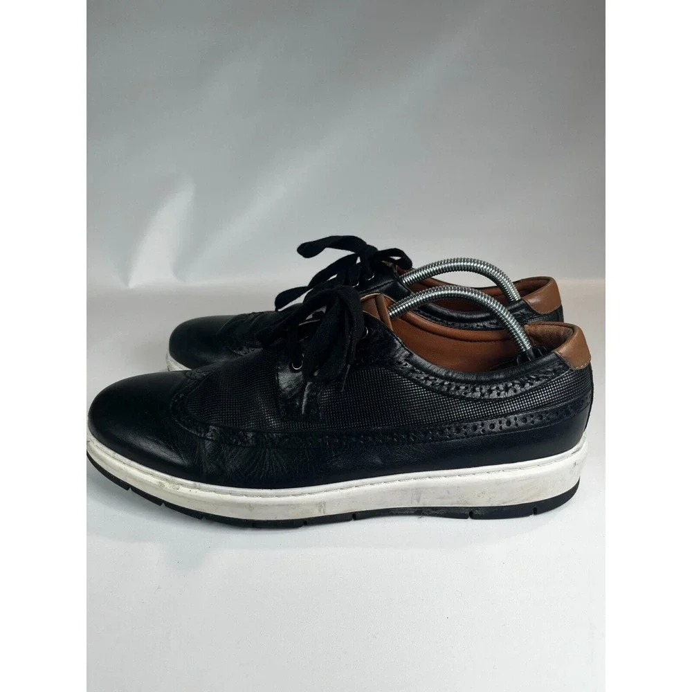 Johnston & Murphy Mens Elliston Derby Dress Shoes Black Leather‎ Wingtip 10M